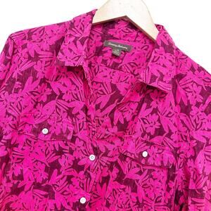 Tommy Bahama Pink Floral Linen Long Sleeve Button Down Sz L